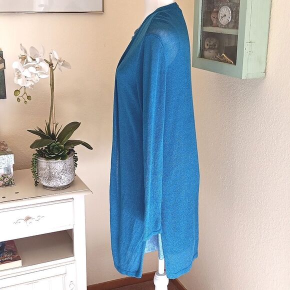 J. Jill Teal Open Cardigan Sweater. Loose Knit. Duster. Beachy - Picture 4 of 11